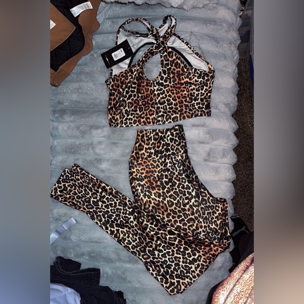 Fashion Nova Leopard Print Cutout Jumpsuit